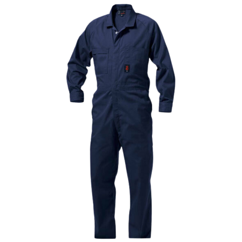 Navy blue work jumpsuit.