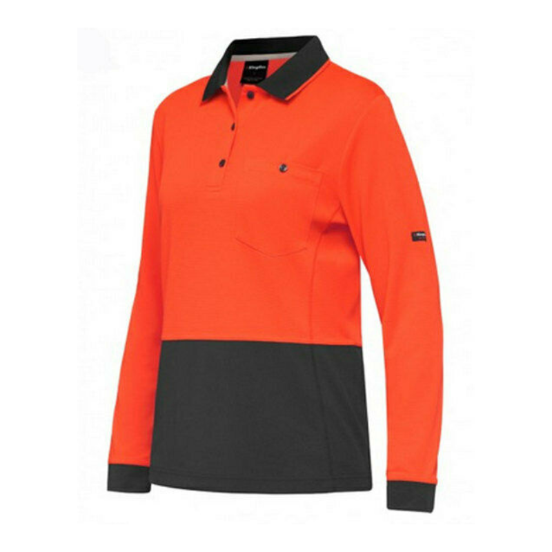 KingGee WorkCool Womens Spliced Polo L/S Comfort Work Safety Hyperfreeze K44730-Collins Clothing Co