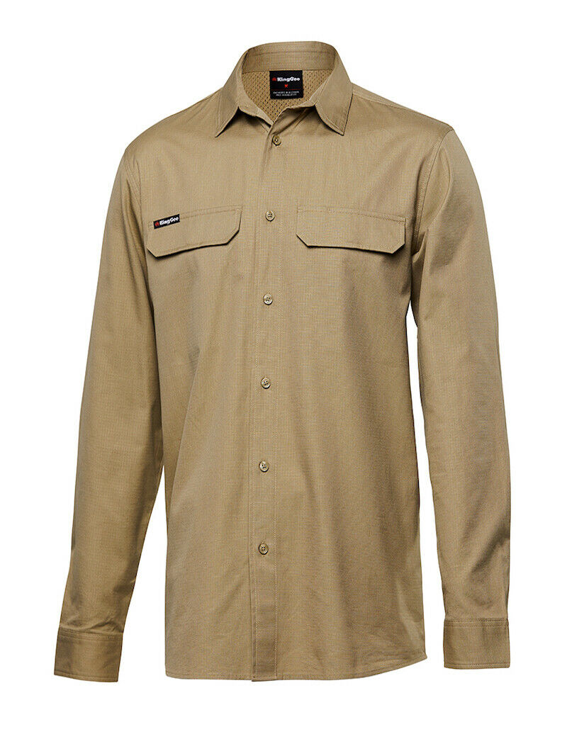 KingGee Mens Workcool Pro Shirt Long Sleeve Stretch Ripstop Durable Work K14021-Collins Clothing Co