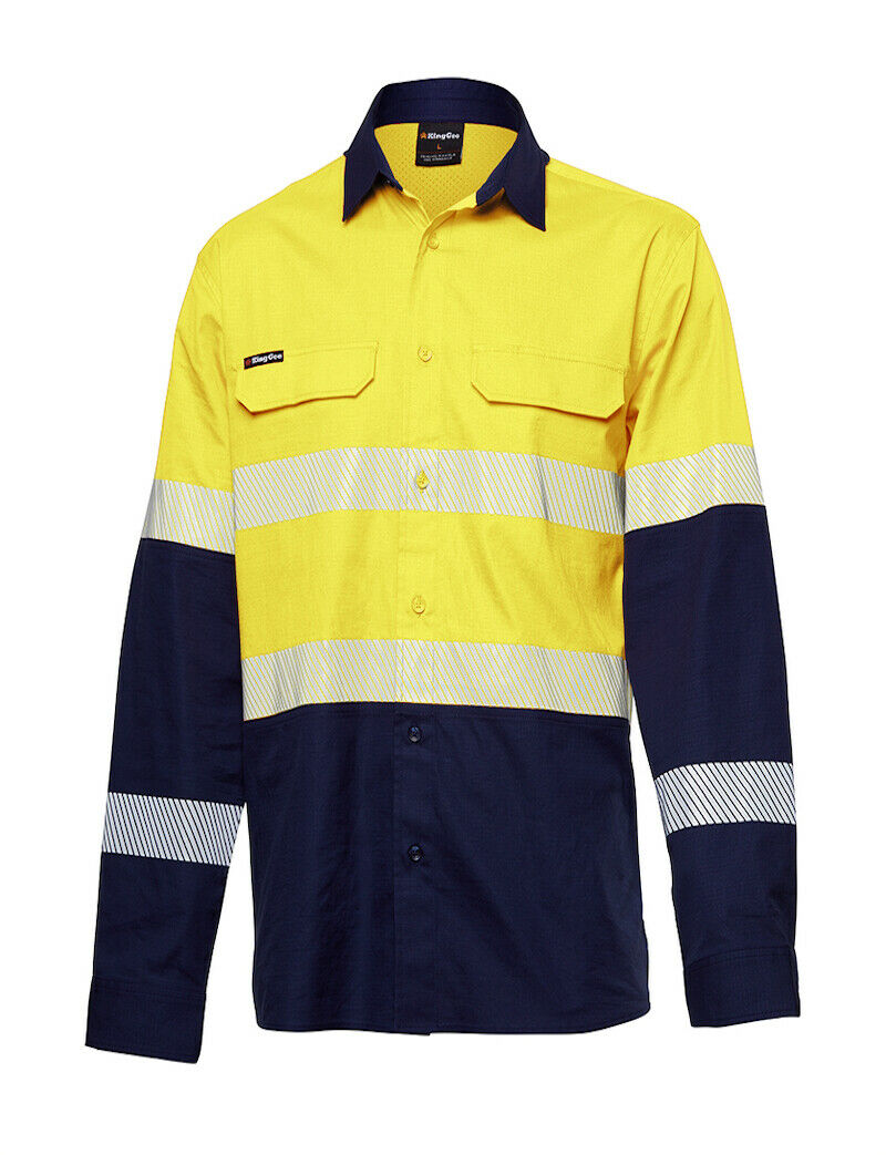 KingGee Mens Workcool Pro Bio Motion Shirt Long Sleeve Work Safety Comfy K54028-Collins Clothing Co