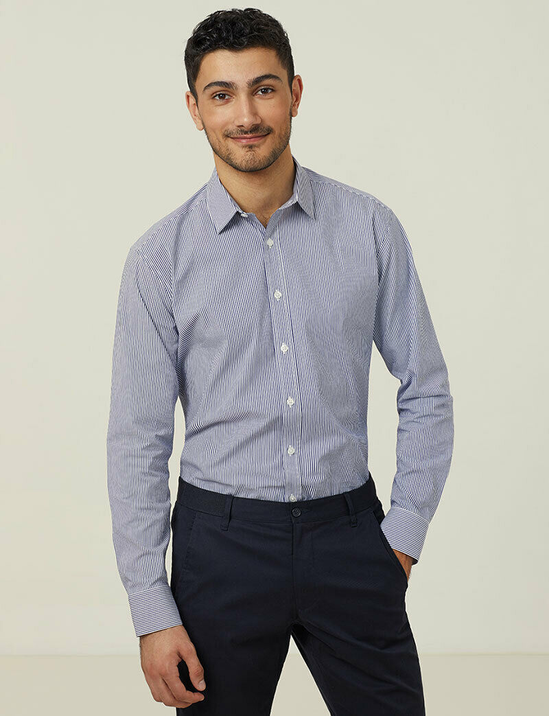 NNT Mens Avignon Stripe Long Sleeve Shirt Casual Regular Fit Business CATJD9-Collins Clothing Co