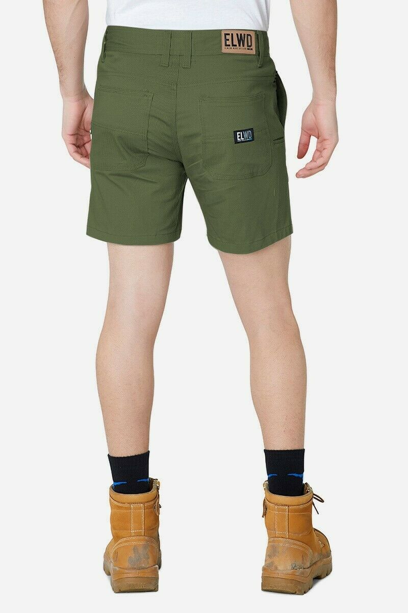 Mens Elwood Work Basic Shorts Stretch Twill Reinforced Pockets Tradie EWD202-Collins Clothing Co