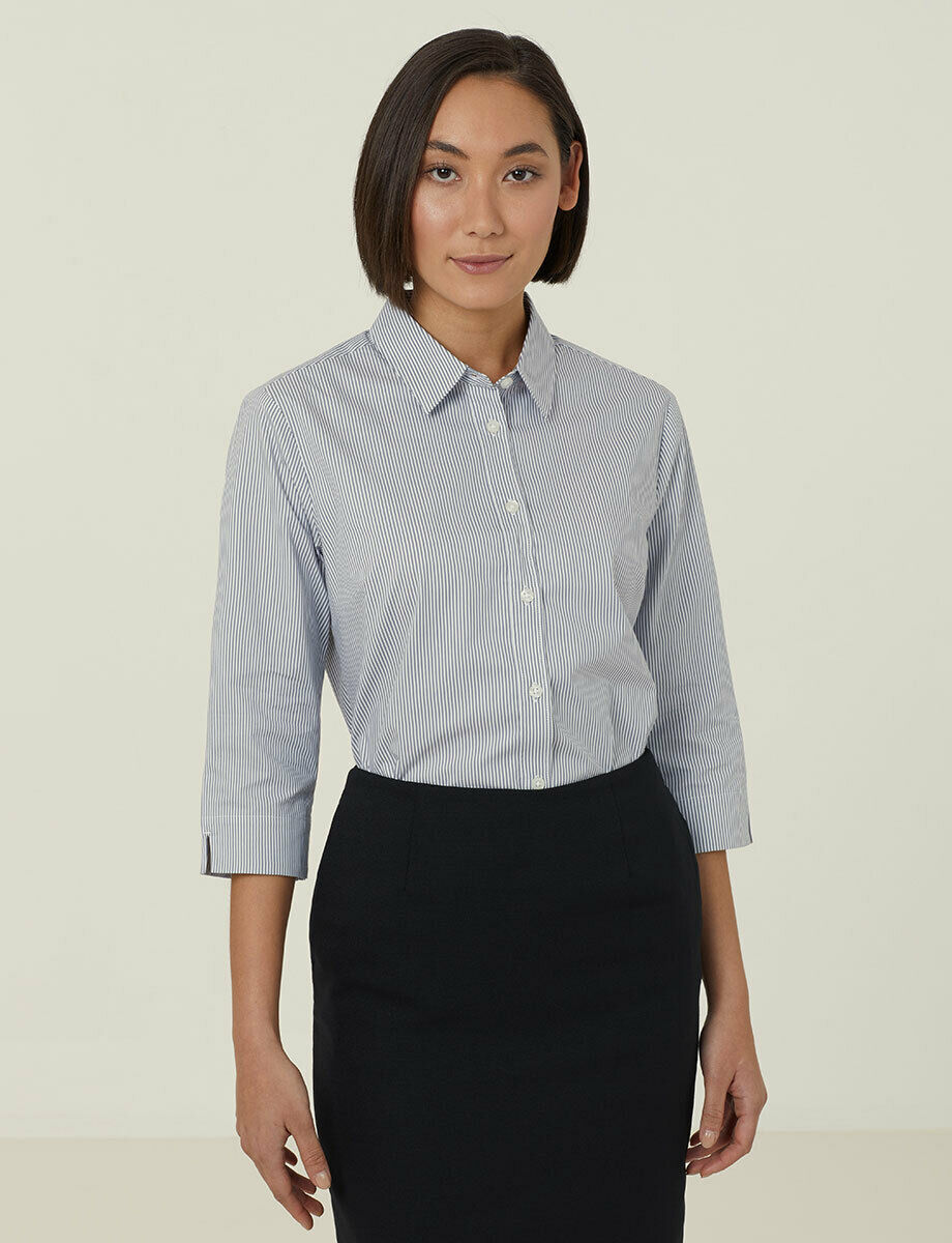 NNT Womens Avignon Formal Stripe 3/4 Sleeve Business Shirts Regular Fit CATUKV-Collins Clothing Co
