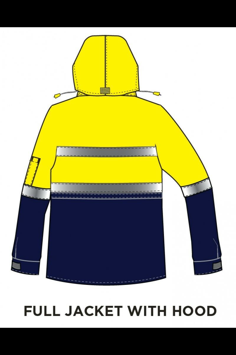 Mens Hard Yakka Foundations Hi-Vis Six 6 Way Jacket Reflective Tape Work Y06556-Collins Clothing Co