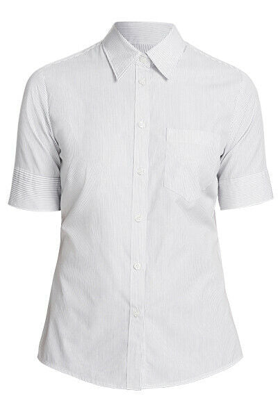 NNT Womens Cotton Shirts Fine Stripe Formal Short Sleeve Action Back CATU5N-Collins Clothing Co