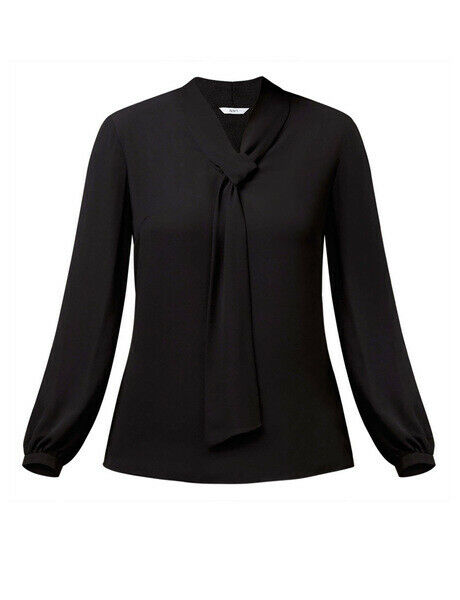 NNT Womens Formal Long Sleeve Tie Neck Blouse Soft Georgette Business CATUG4-Collins Clothing Co