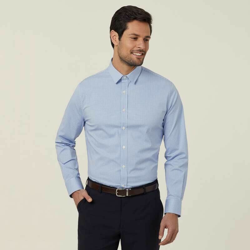 NNT Mens Avignon Gingham Checked Long Sleeve Shirt Casual Fit Business CATJDF-Collins Clothing Co