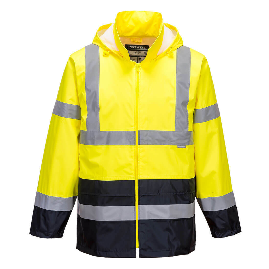 Portwest Mens Hi-Vis Classic Contrast Rain Jacket Reflective Work Safety H443-Collins Clothing Co