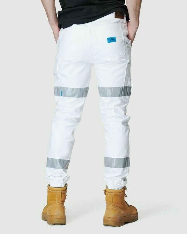 Elwood Mens Reflective Cuffed Work Pants Taped Pant Stretch Canvas Cargo EWD107-Collins Clothing Co