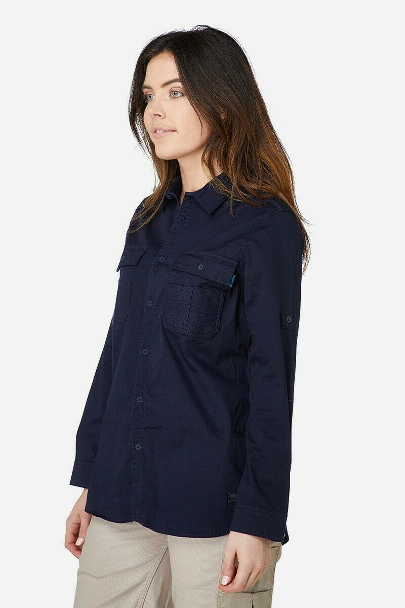 Womans Elwood Workwear Work Utility Stretch Twill Shirt Roll Up Sleeves EWD701-Collins Clothing Co