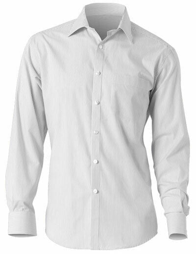 NNT Mens Cotton Shirt Fine Stripe Long Sleeve Cutaway Collar Business CATD1D-Collins Clothing Co