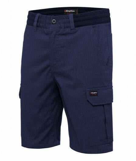 KingGee Shorts Mens Rib Comfort Waist Short Comfort Cargo Stretch Ripstop K17007-Collins Clothing Co