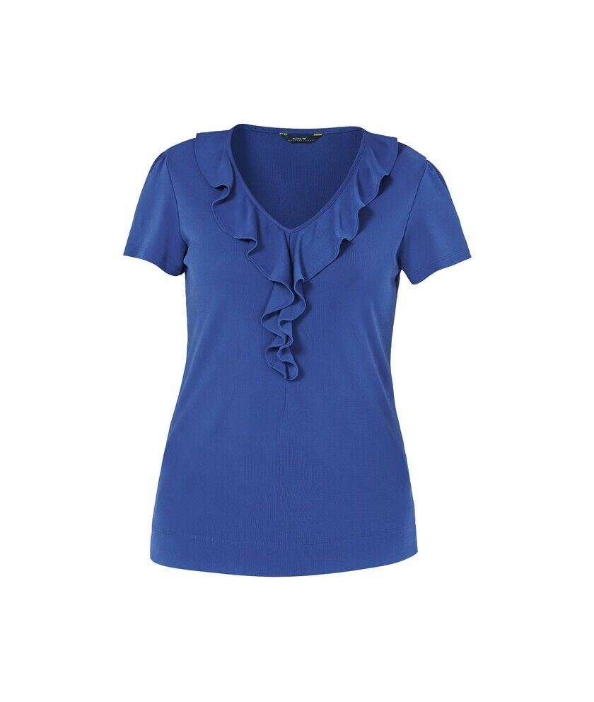 Womens NNT Uniforms Cap Short Sleeve T-Top Ruffle Neck Top Corporate CAT48F-Collins Clothing Co