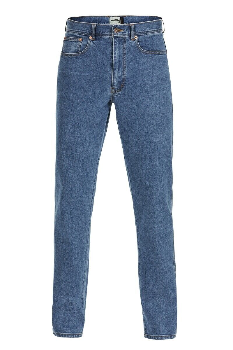 Hard Yakka Mens Mustang Stretch Jeans Denim Tough Regular Classic Fit Y43245-Collins Clothing Co