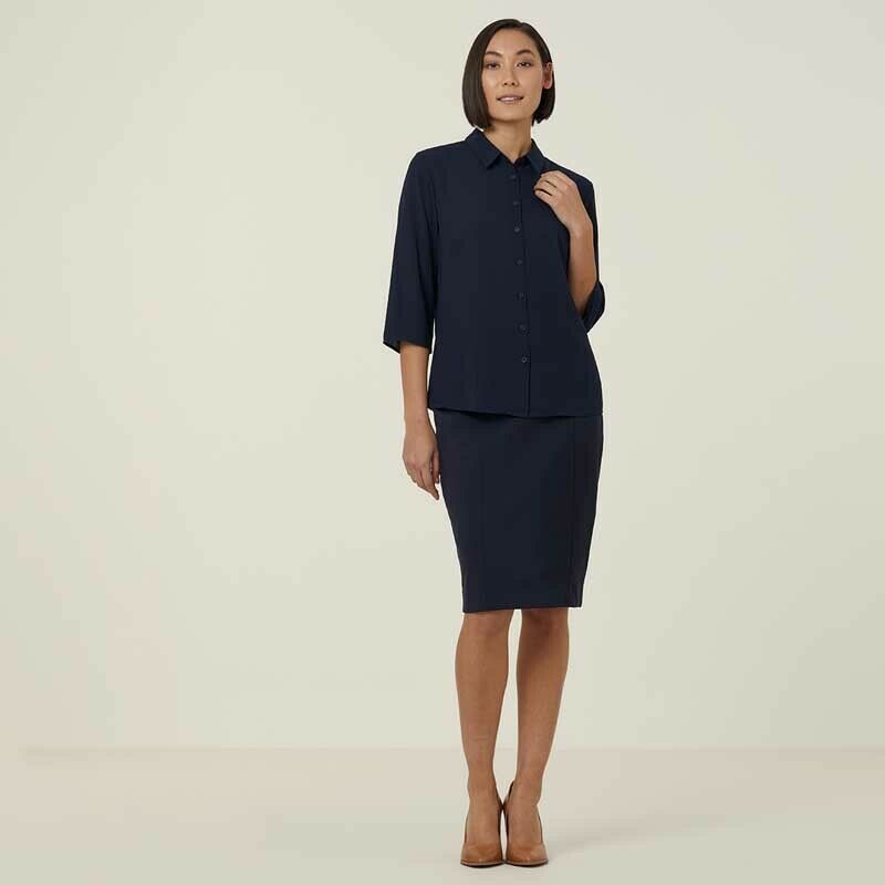 NNT Womens Business Georgie  3/4 Sleeve Pleat Back Formal Shirts Classic CATUKZ-Collins Clothing Co