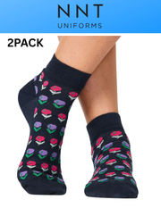 2PACK NNT Blossom Bliss Ankle Socks Ink Multi Cotton Rich CATKZC