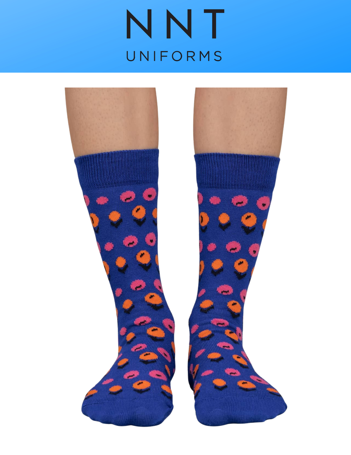 NNT Peach Blossom Crew Socks Blue Peach Unisex Cotton Rich CATKZD