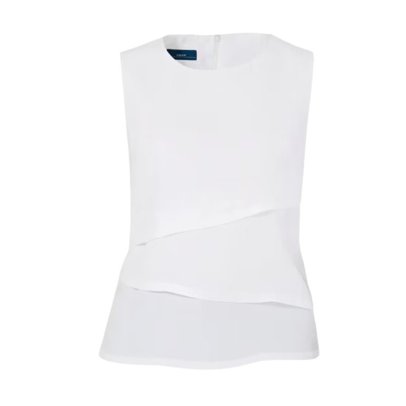 NNT Womens Sleeveless V Neck Layered Blouse Satin Back Crepe CAT9XC-Collins Clothing Co