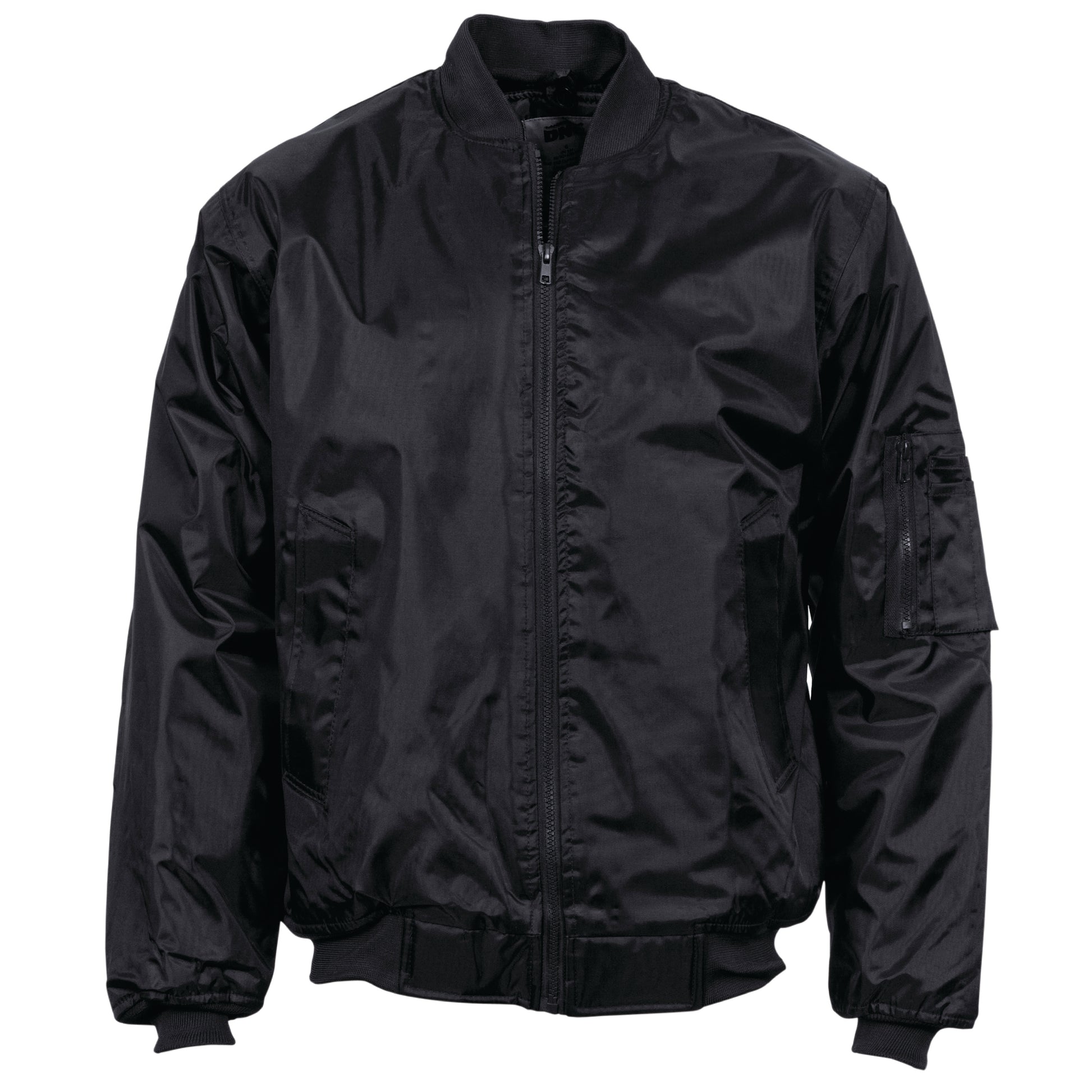 Black bomber jacket.
