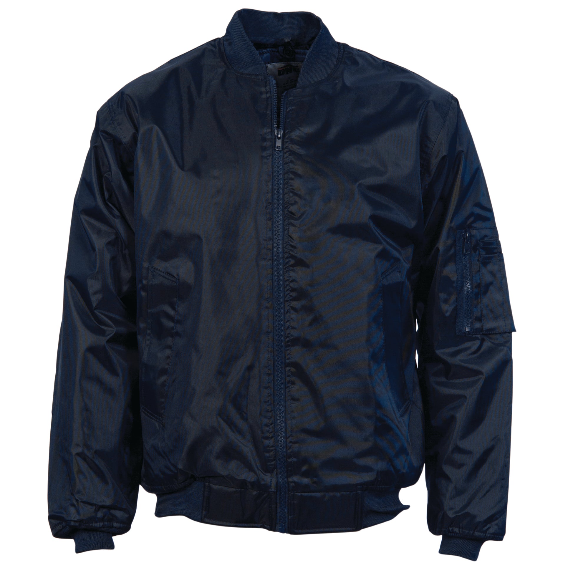 Navy blue bomber jacket.