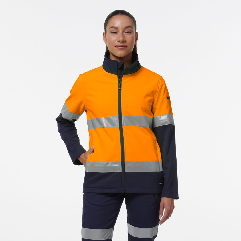 KingGee Womens Reflective Spliced Pocket Softshell Safety Work Jacket K45006-Collins Clothing Co