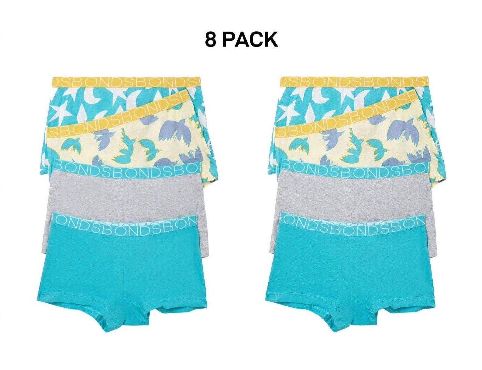 Bonds Girls Shortie Full Coverage Modesty Ultimate Soft Waistband 8 Pack UWCA4A