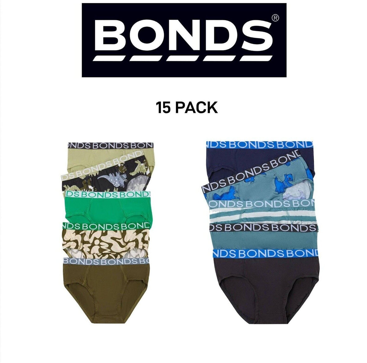 Bonds Boys Brief Soft Stretchable and Comfortable Contoured Fit 15 Pack UWNU5A