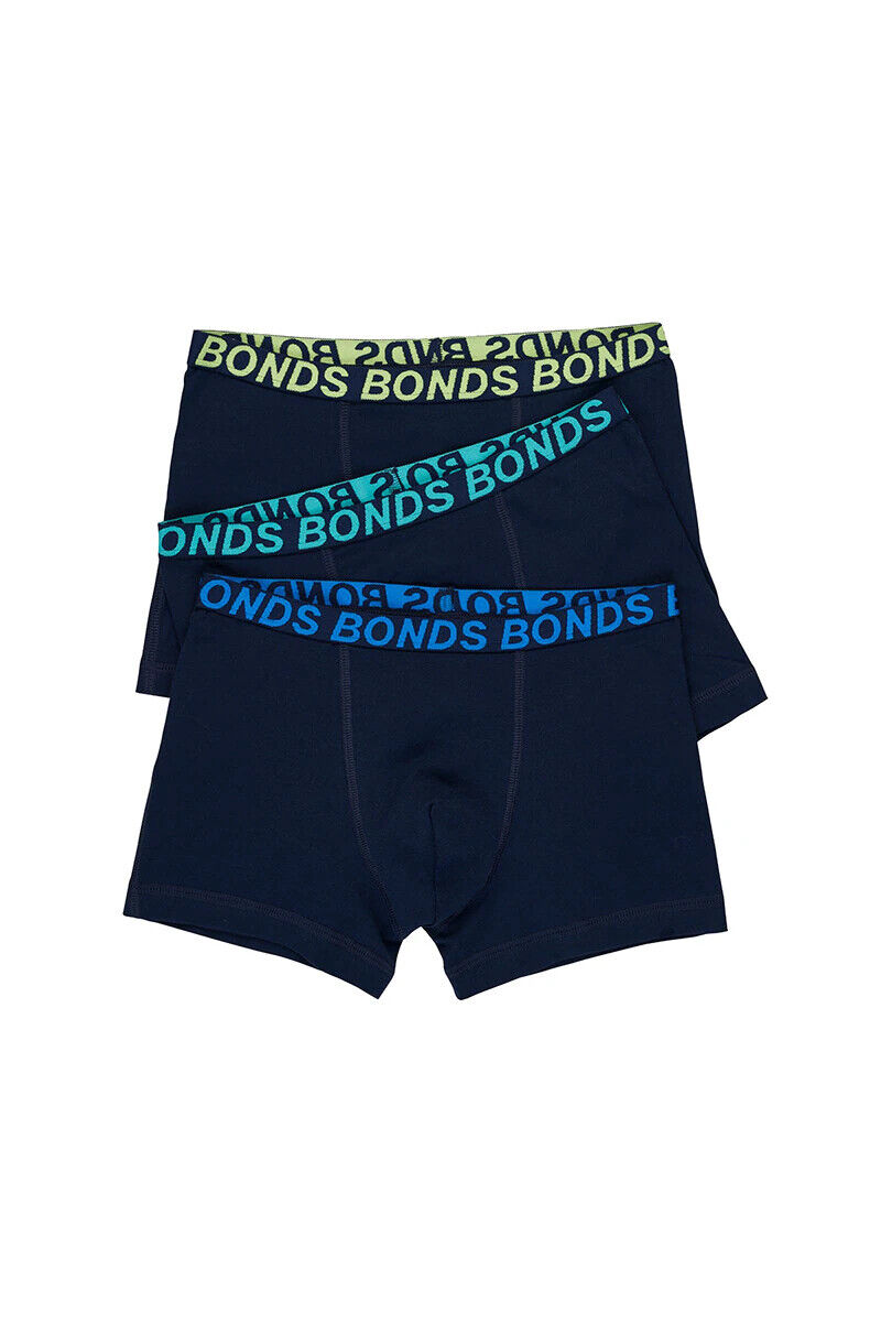 Bonds Boys Trunk Sport Moisture Wicking Cool & Dry Comfort Covered 3 Pack UWKN3A