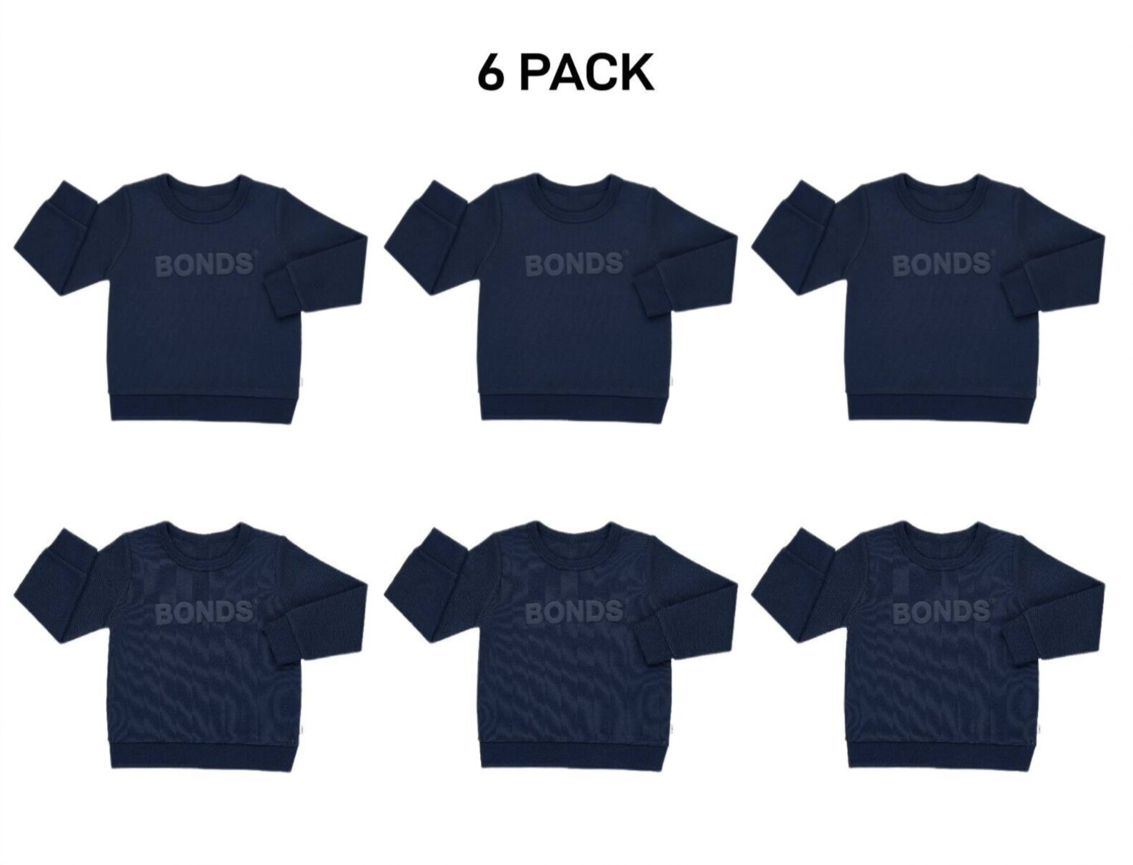 Bonds Kids Tech Sweats Pullover Sweatshirt Warm Cotton Poly Blend 6 Pack KW96K