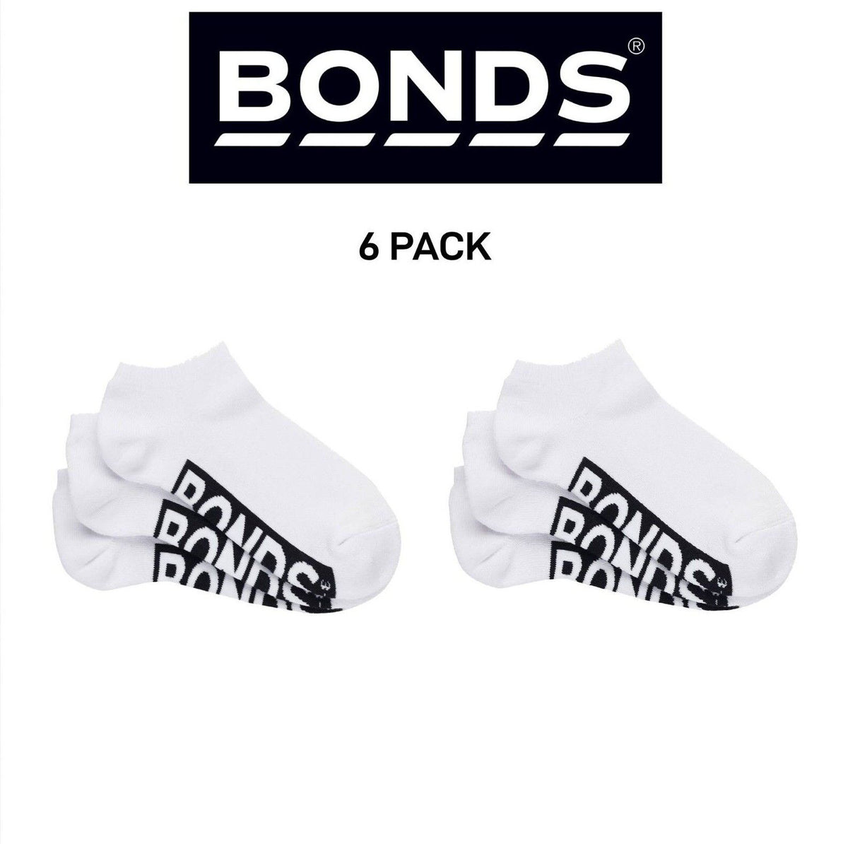Bonds Womens Logo Cushioned Low Cut Comfy Smooth Toe Seams 6 Pack LXPY3N