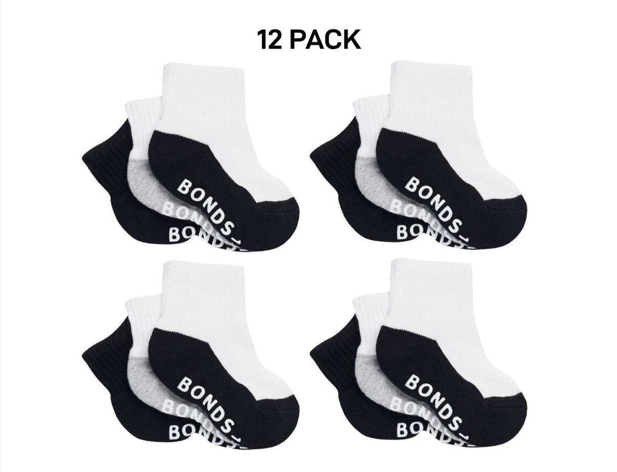 Bonds Baby Cushioned Quarter Crew Thickness for Comfiness Socks 12 Pack RXUH3N