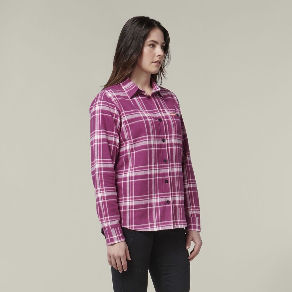 HARD YAKKA Women's Fit Check Flannie Shirt Relaxed Fit Smart Stylish Y08744-Collins Clothing Co