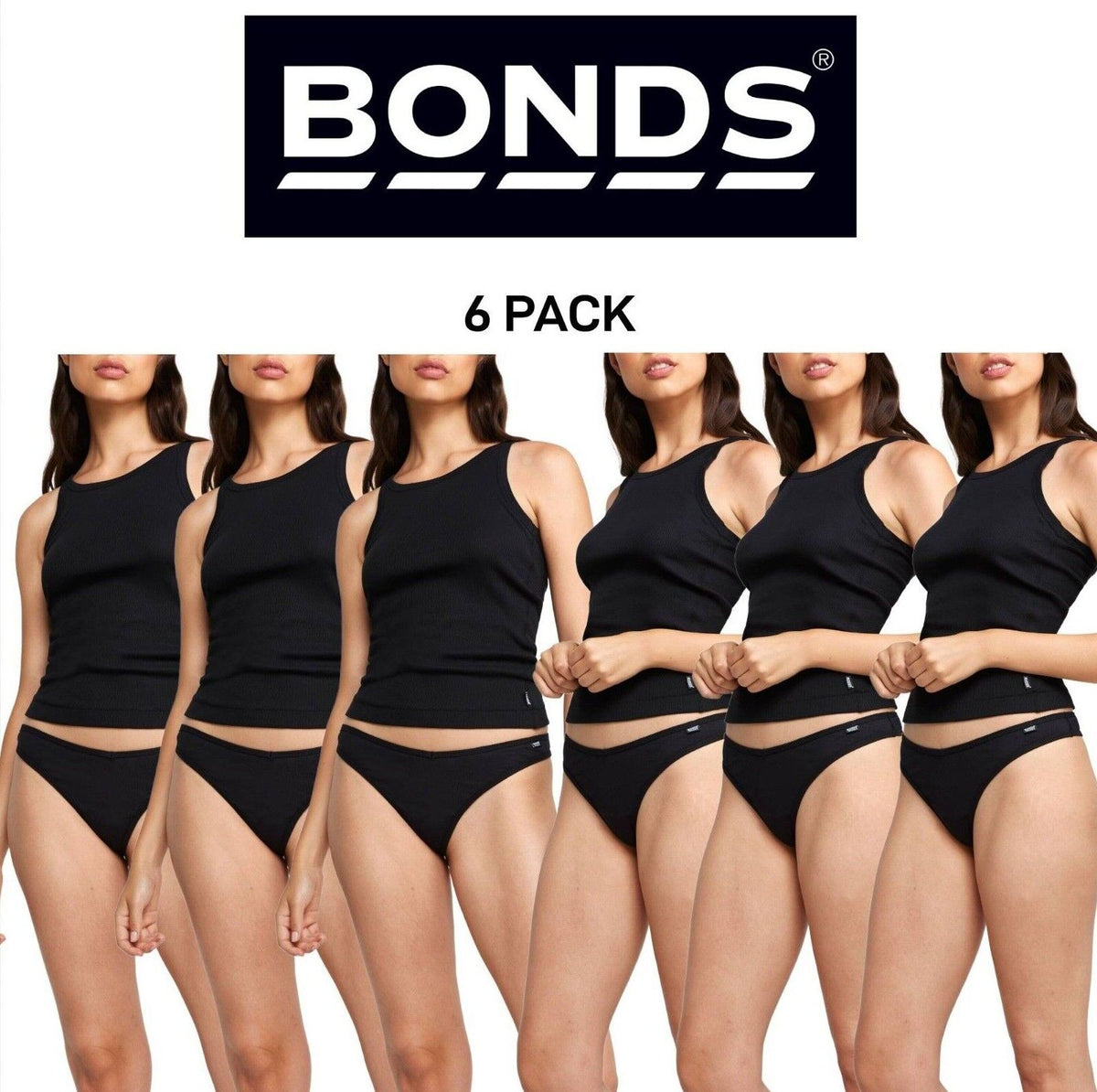 Bonds Womens Organics Ribbed Gee Comfortable Organic Cotton Undies 6 Pack WTHV