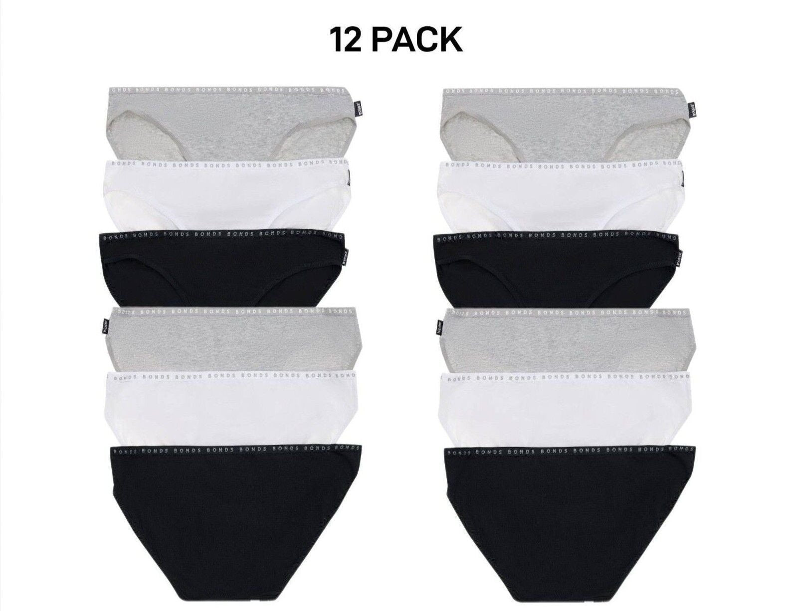 Bonds Womens Hipster Bikini Soft Cotton Low Rise Stretchy Waist 12 Pack WUFNA