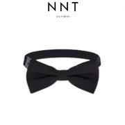 NNT Plain Black Bow Tie Pre Tied Adjustable Neck Black Band CATK34