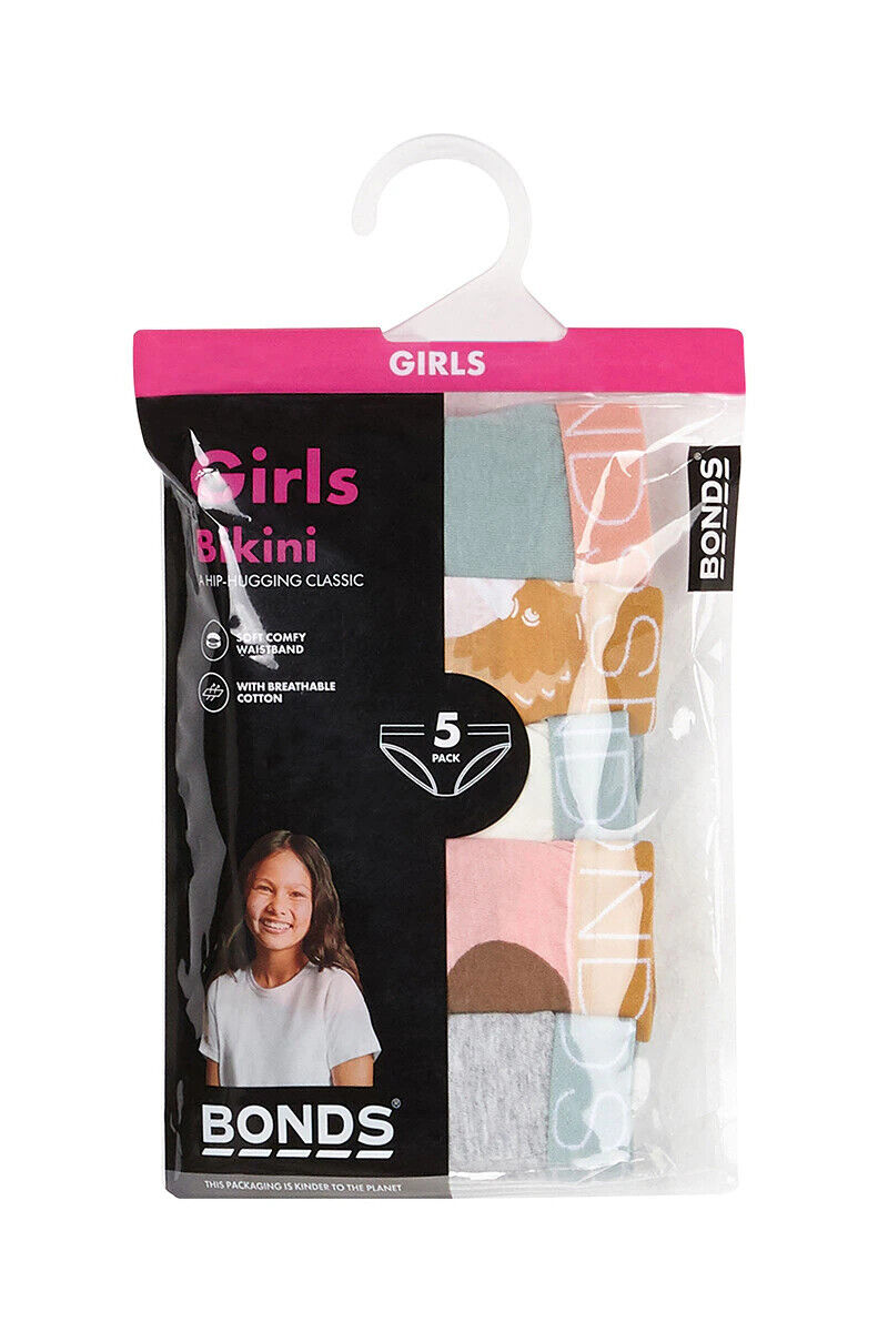 Bonds Girls Bikini Soft and Stretchy Perfect Everyday Coverage 5 Pack UWNV5A