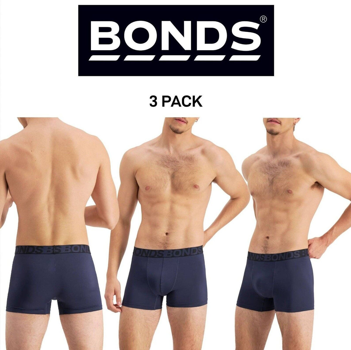 Bonds Mens Active Everyday Trunk Lightweight Classic Comfortable Fit 3 Pack MWRA