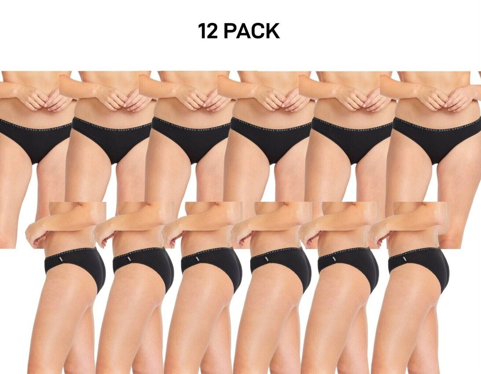 Bonds Womens Hipster Bikini Soft Cotton Low Rise Stretchy Waist 12 Pack WUFNA