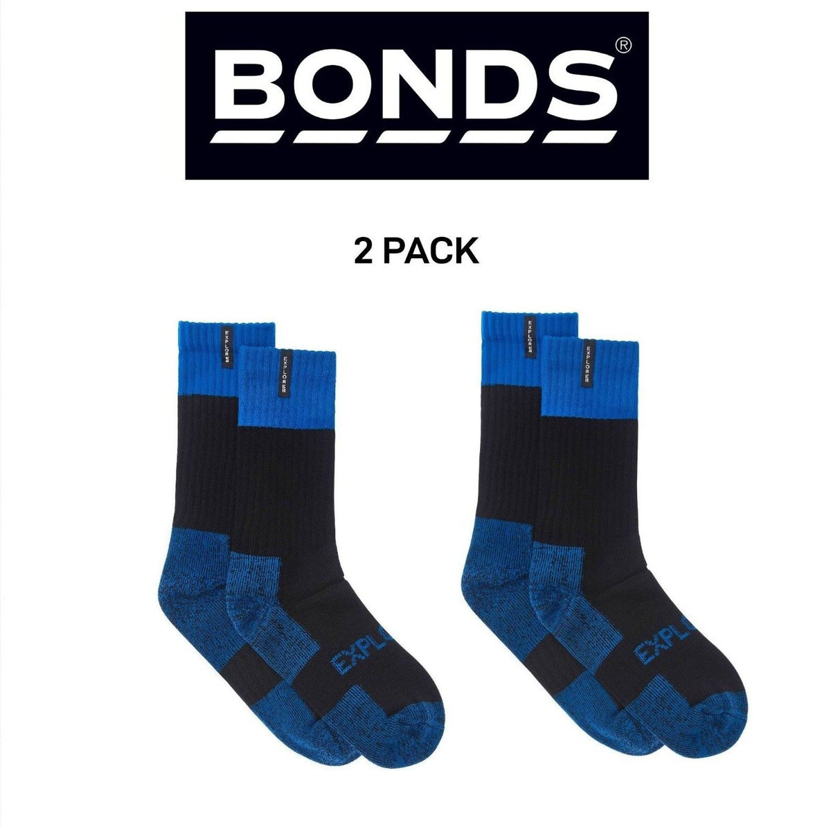 Bonds Mens Explorer Tough Work Durable Dual Layer Cotton 2 Pack SYNJ2W