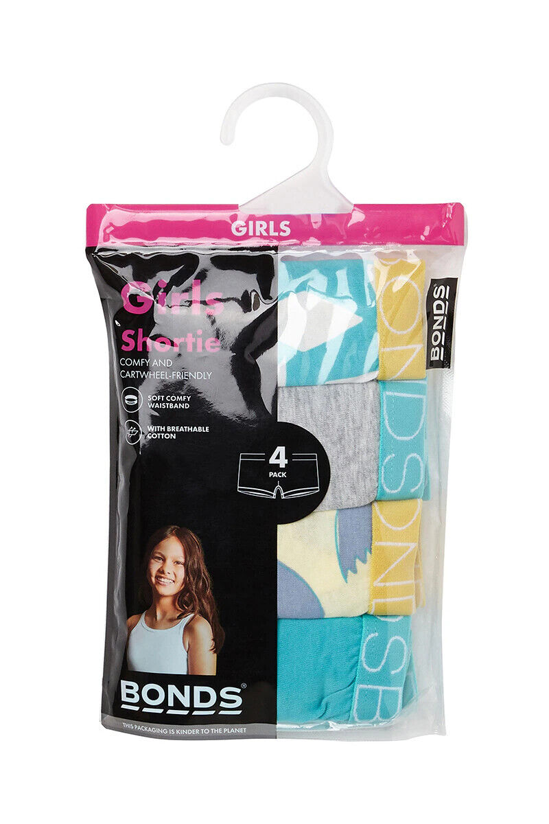 Bonds Girls Shortie Full Coverage Modesty Ultimate Soft Waistband 4 Pack UWCA4A