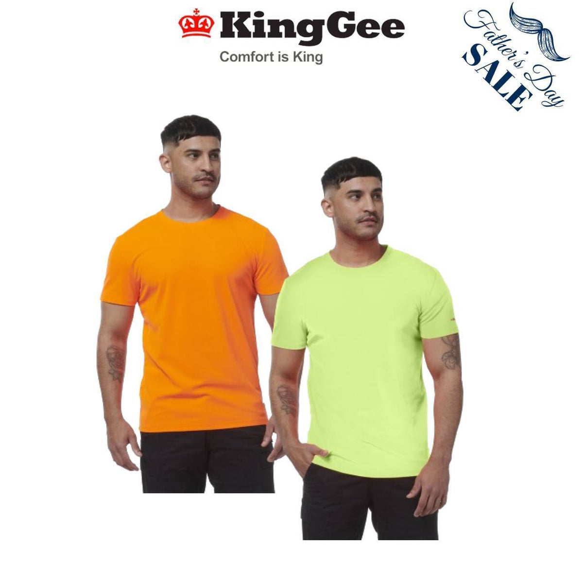 FATHER'S DAY SALE! KingGee Mens HI Vis Crew Shirt Reflective Sleeve Tee K54034