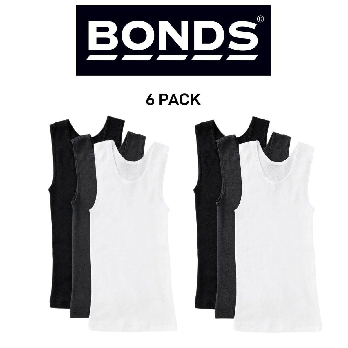 Bonds Boys New Chesty Vest Cotton Singlet Soft Comfort Cotton 6 Pack UYG33A