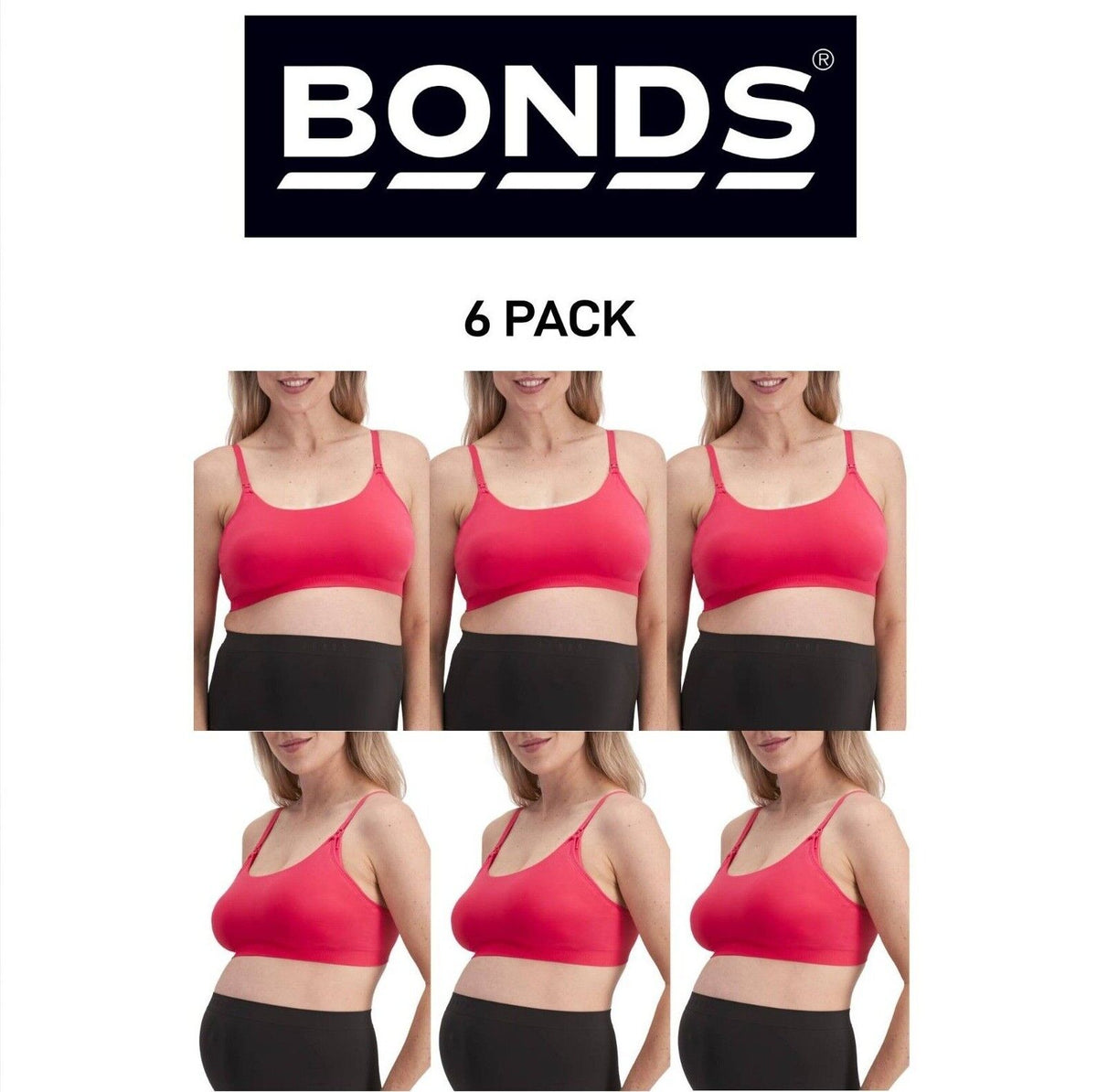 Bonds Womens Bases Maternity Bralette Wirefree & Flexible Comfy Bra 6 Pack YWUG