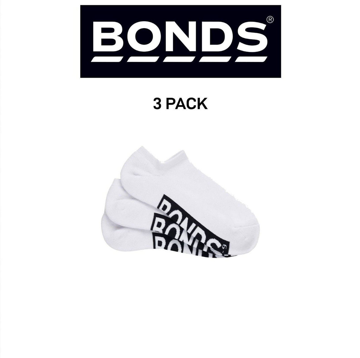 Bonds Mens Logo Cushioned No Show Smooth & Soft Cushioning Socks 3 Pack SXN73N