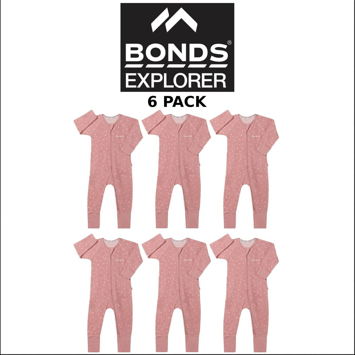 Bonds Baby Poodlette Zip Wondersuit Cotton Safe Protective Zip 6 Pack BZJSA R2T