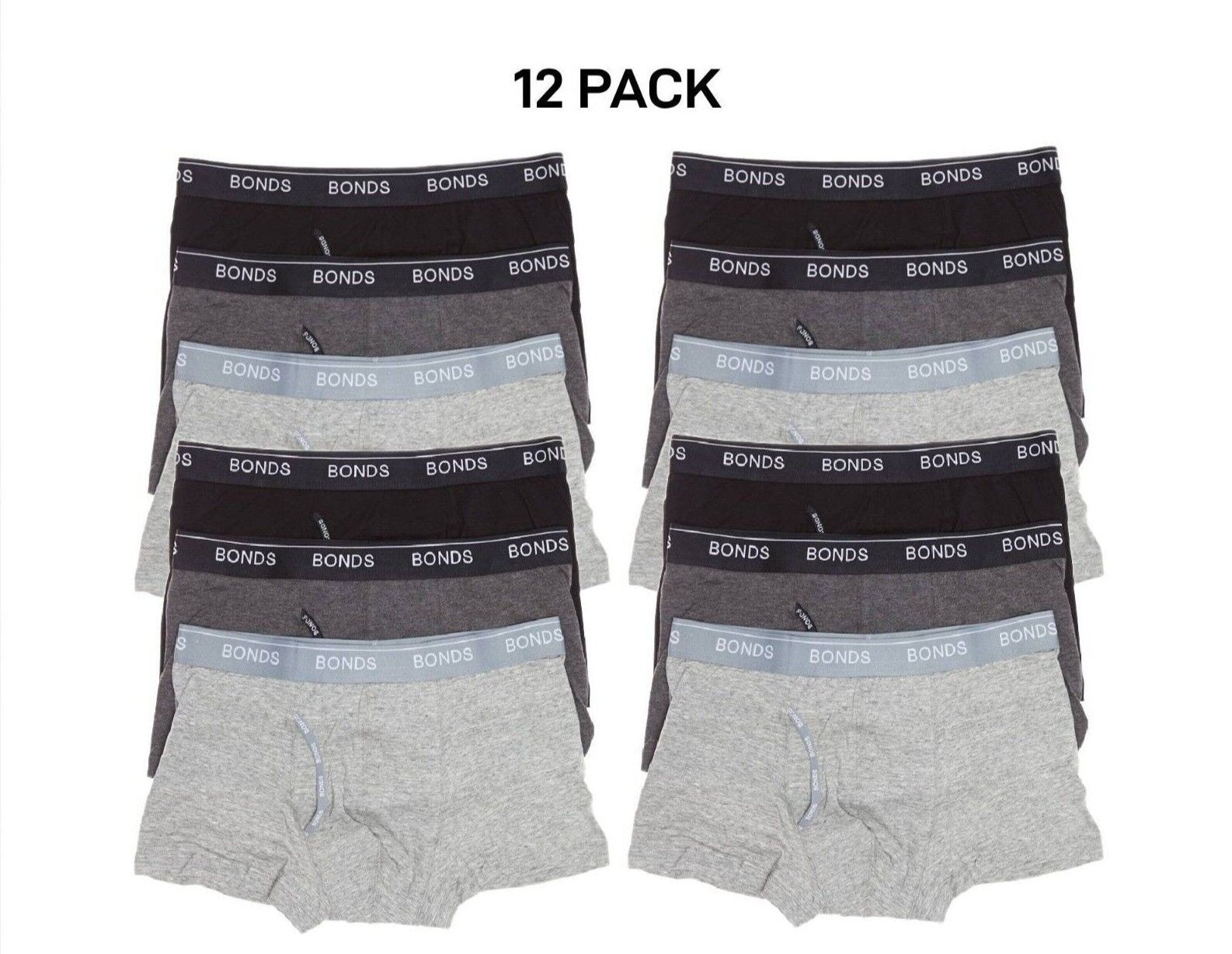Bonds Mens Guyfront Trunk Super Soft Waistband With Logo 12 Pack MZ963A