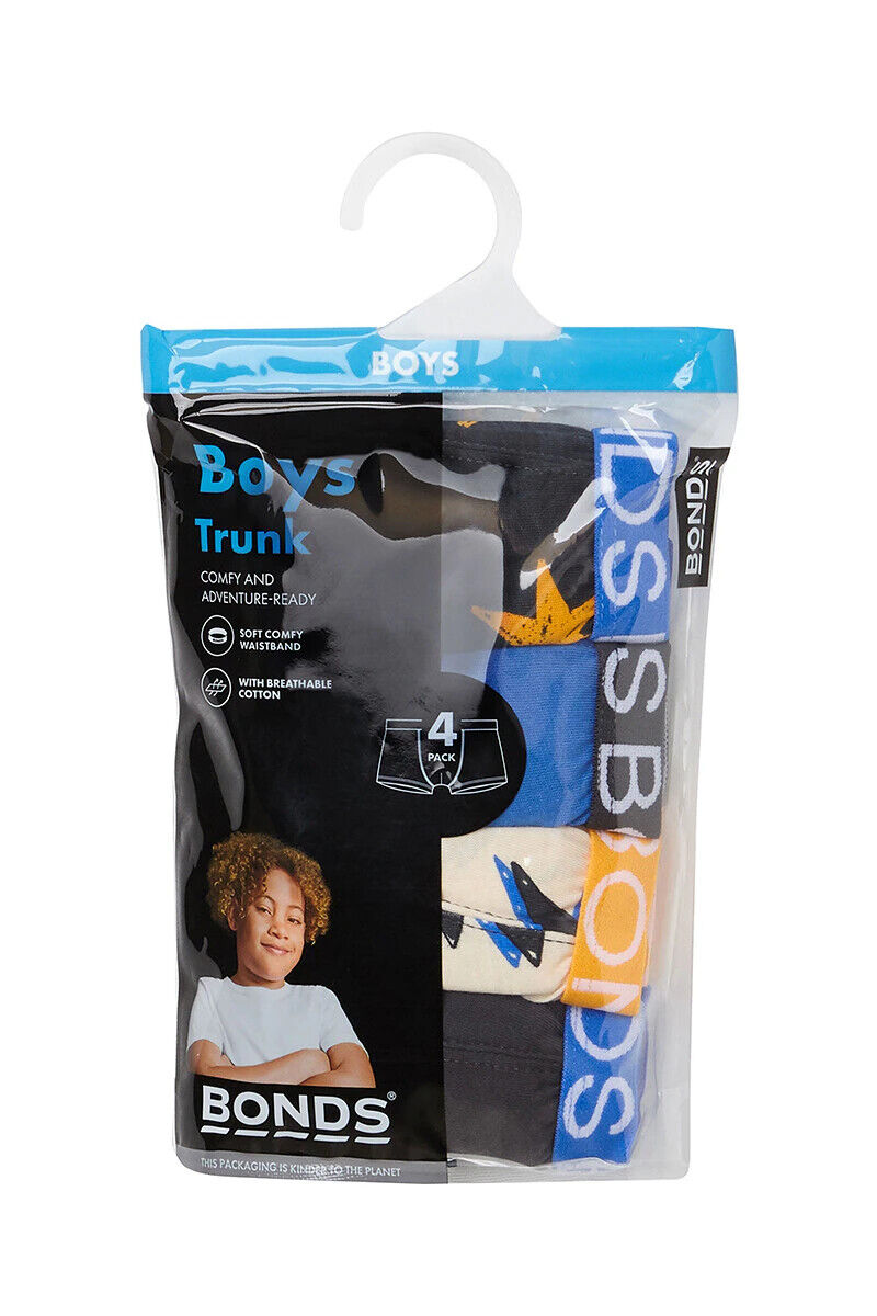 Bonds Boys Trunk Supportive Pouch with Comfy Coverage and Elastic 4 Pack UWCF4A