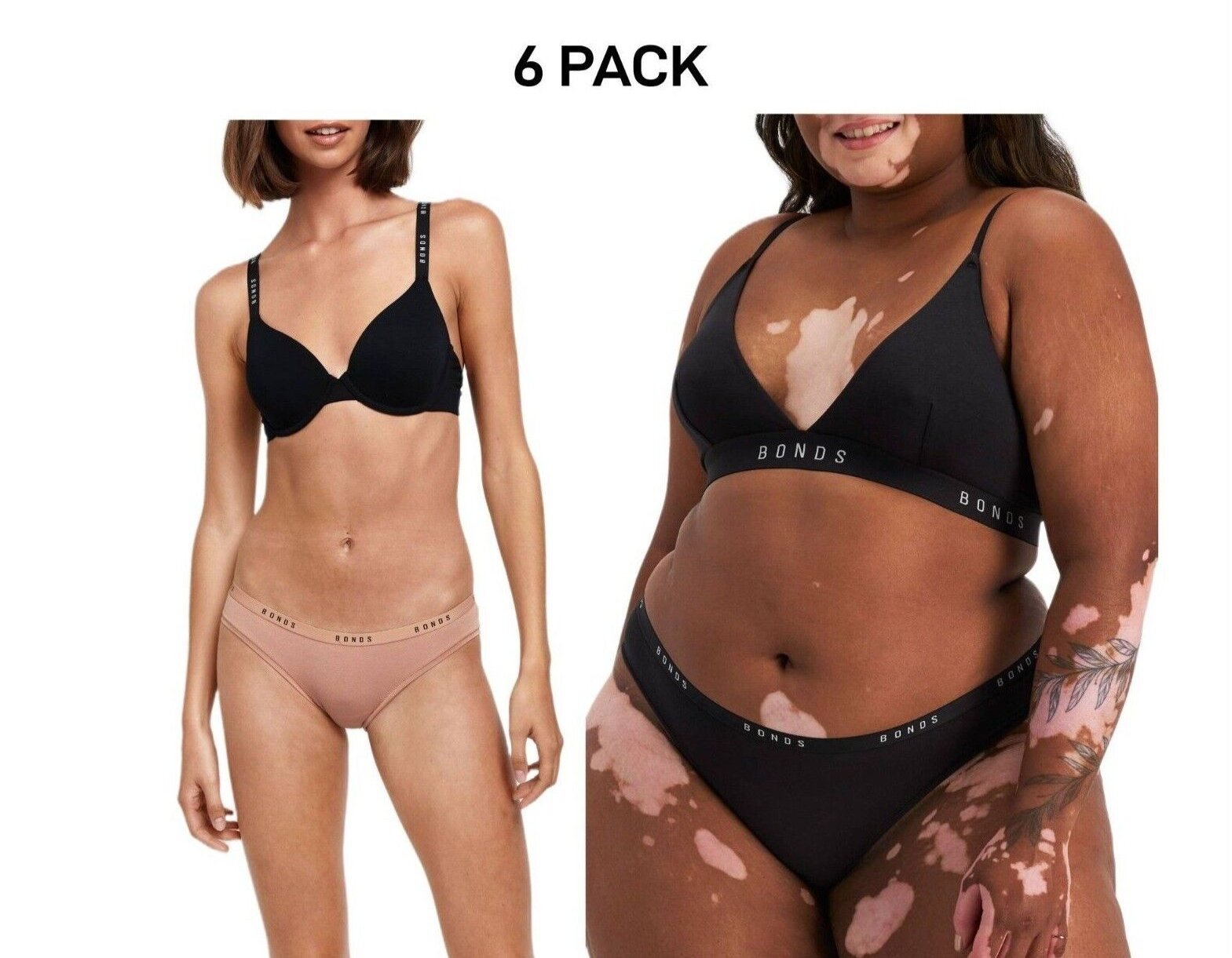 Bonds Womens Original Bikini Plain Breathable Stretchy Waist 6 Pack WVGMA