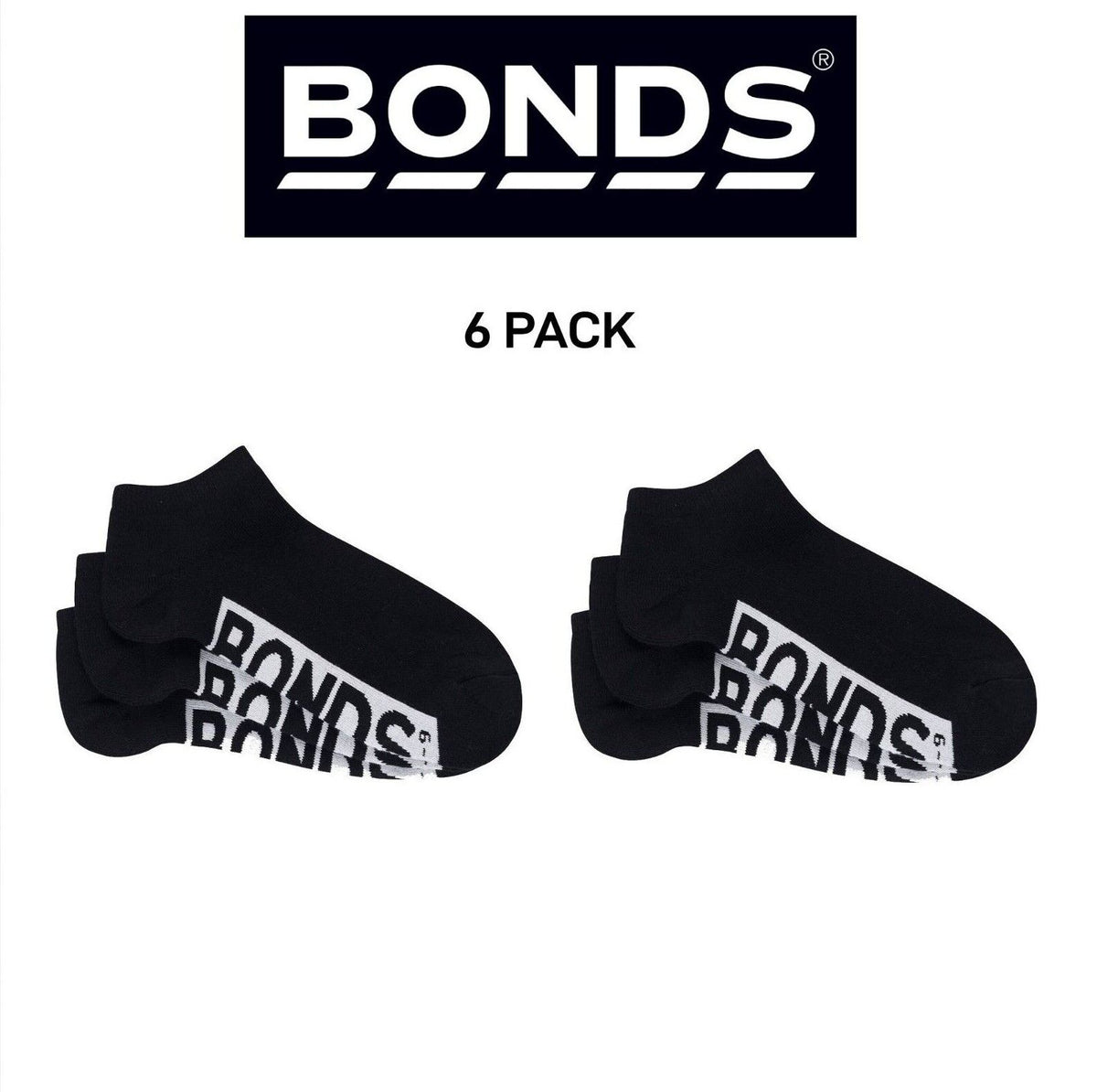 Bonds Mens Logo Cushioned Low Cut Smooth and Comfy Cotton Socks 6 Pack SXNA3N