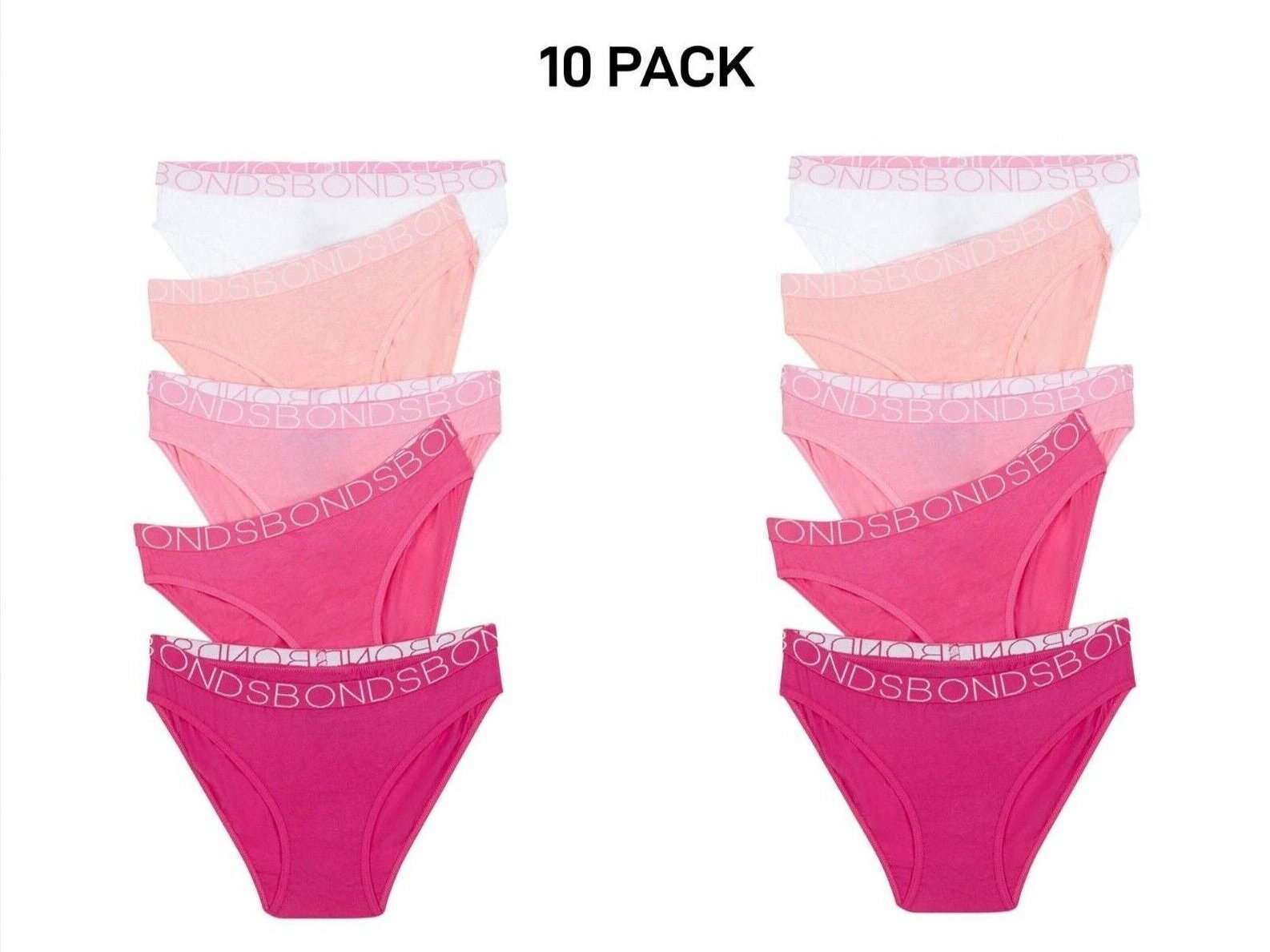 Bonds Girls Bikini Comfy Flexible Coverage Lightweight Breathable 10 Pack UWCE5A